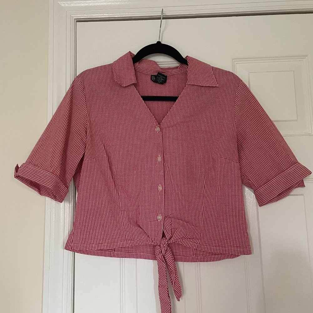 Vintage - Red Tie-Front Shirt - Size UK 8
